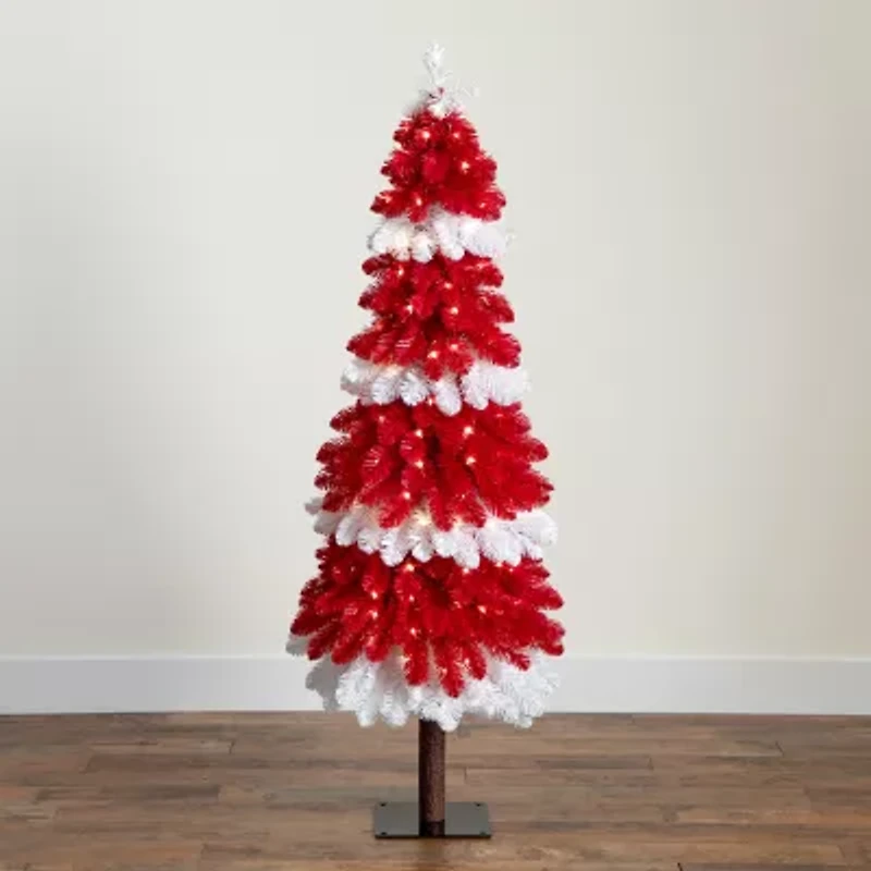 Nearly Natural Pre-Lit Artificial Peppermint 150 Microdot Led Lights 5 Foot Pre-Lit Fir Christmas Tree
