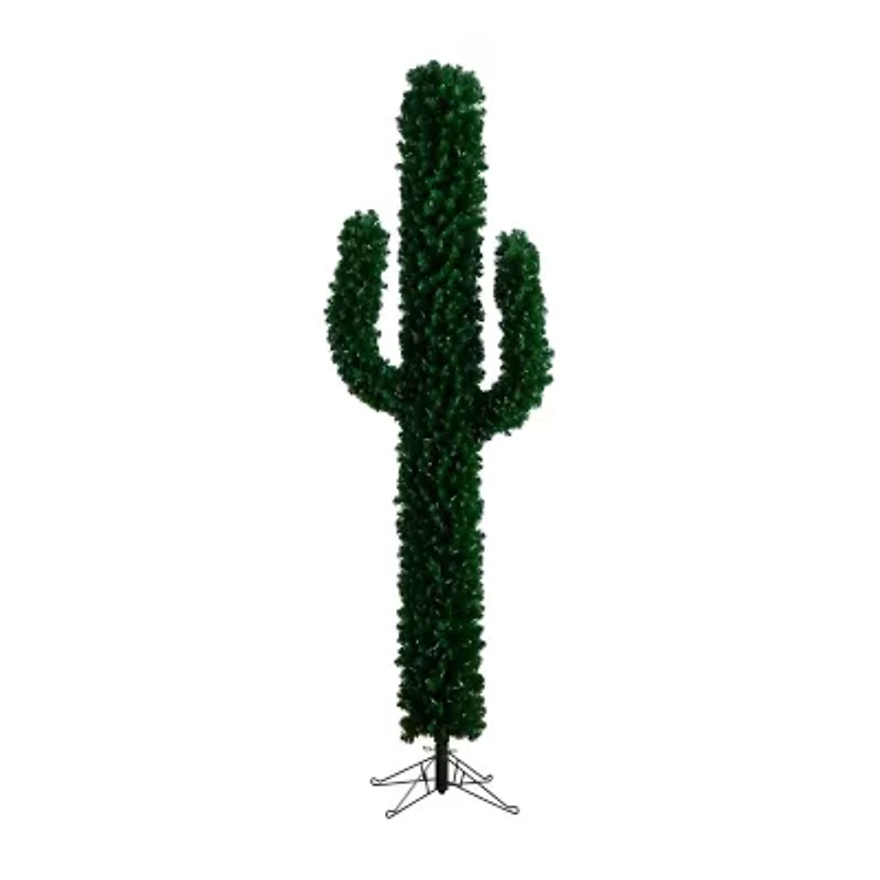 Nearly Natural Pre-Lit Artificial Cactus 500 Micro Led Lights 7 Foot Pre-Lit Fir Christmas Tree
