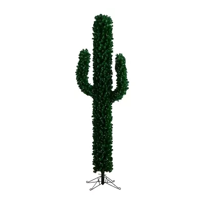 Nearly Natural Pre-Lit Artificial Cactus 500 Micro Led Lights 7 Foot Pre-Lit Fir Christmas Tree