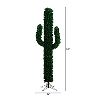 Nearly Natural Pre-Lit Artificial Cactus 500 Micro Led Lights 7 Foot Pre-Lit Fir Christmas Tree