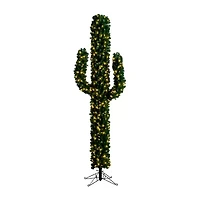 Nearly Natural Pre-Lit Artificial Cactus 500 Micro Led Lights 7 Foot Pre-Lit Fir Christmas Tree