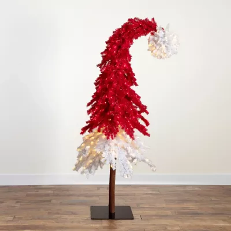 Nearly Natural 7ft Red Santa’S Hat 500 Led Lights And 1272 Bendable Branches 7 Foot Pre-Lit Fir Christmas Tree