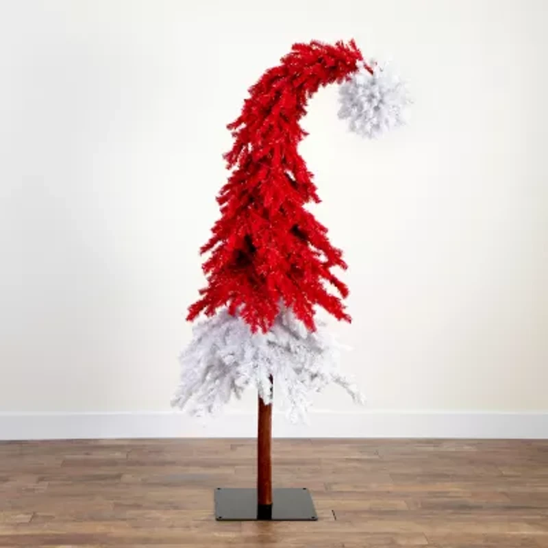 Nearly Natural 7ft Red Santa’S Hat 500 Led Lights And 1272 Bendable Branches 7 Foot Pre-Lit Fir Christmas Tree