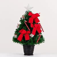 Nearly Natural 24in Pre-Lit Fiber Optic Classic Star Topped With Decorative Planter 2 Foot Pre-Lit Potted Fir Christmas Tree