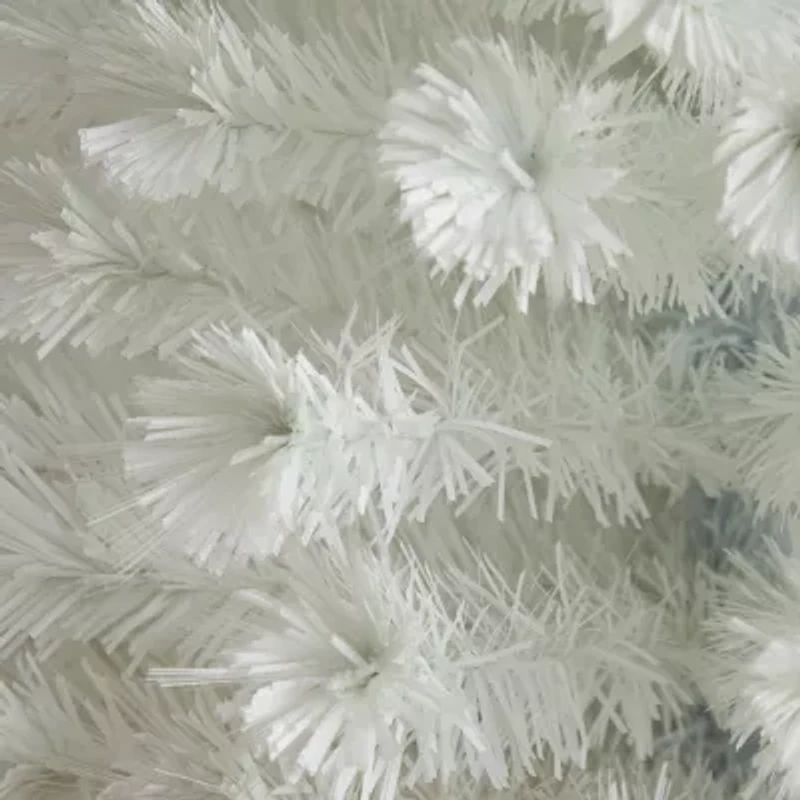 Nearly Natural Pre-Lit Fiber Optic Artificial White With Star Tree Topper 6 Foot Pre-Lit Fir Christmas Tree