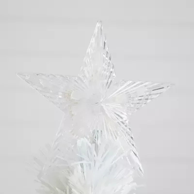Nearly Natural Pre-Lit Fiber Optic Artificial White With Star Tree Topper 6 Foot Pre-Lit Fir Christmas Tree