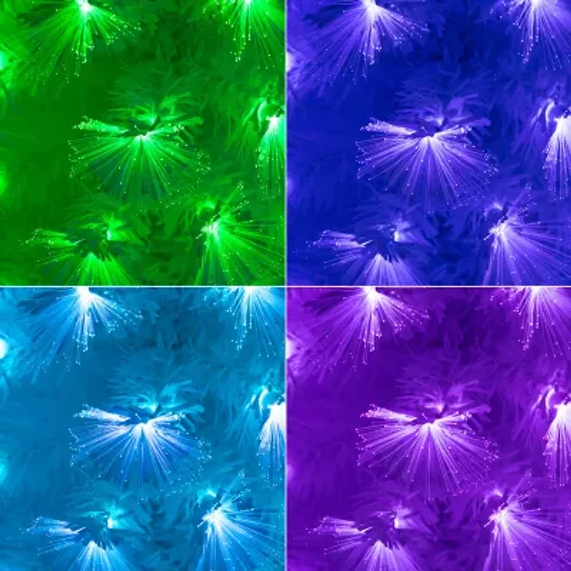 Nearly Natural Pre-Lit Fiber Optic Artificial White With Star Tree Topper 6 Foot Pre-Lit Fir Christmas Tree