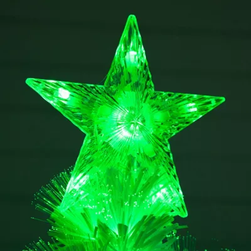 Nearly Natural Pre-Lit Fiber Optic Artificial White With Star Tree Topper 6 Foot Pre-Lit Fir Christmas Tree