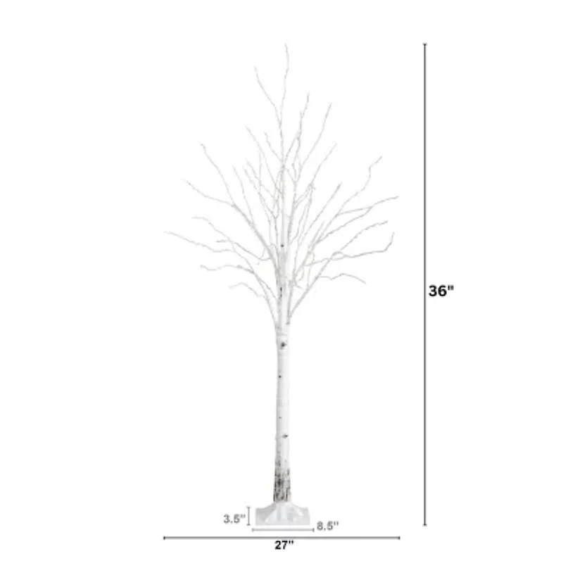 Nearly Natural 3ft Pre-Lit Artificial White Birch With 92 Warm White Led Lights 3 Foot Pre-Lit Birch Christmas Tree