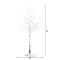 Nearly Natural 3ft Pre-Lit Artificial White Birch With 92 Warm White Led Lights 3 Foot Pre-Lit Birch Christmas Tree