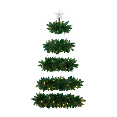 Nearly Natural 5ft Artificial Wall Hanging With 50 Warm White Led Lights Christmas Tree