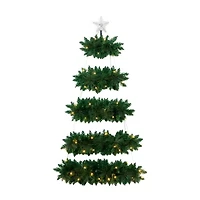 Nearly Natural 5ft Artificial Wall Hanging With 50 Warm White Led Lights Christmas Tree
