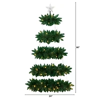 Nearly Natural 5ft Artificial Wall Hanging With 50 Warm White Led Lights Christmas Tree