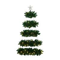 Nearly Natural 5ft Artificial Wall Hanging With 50 Warm White Led Lights Christmas Tree