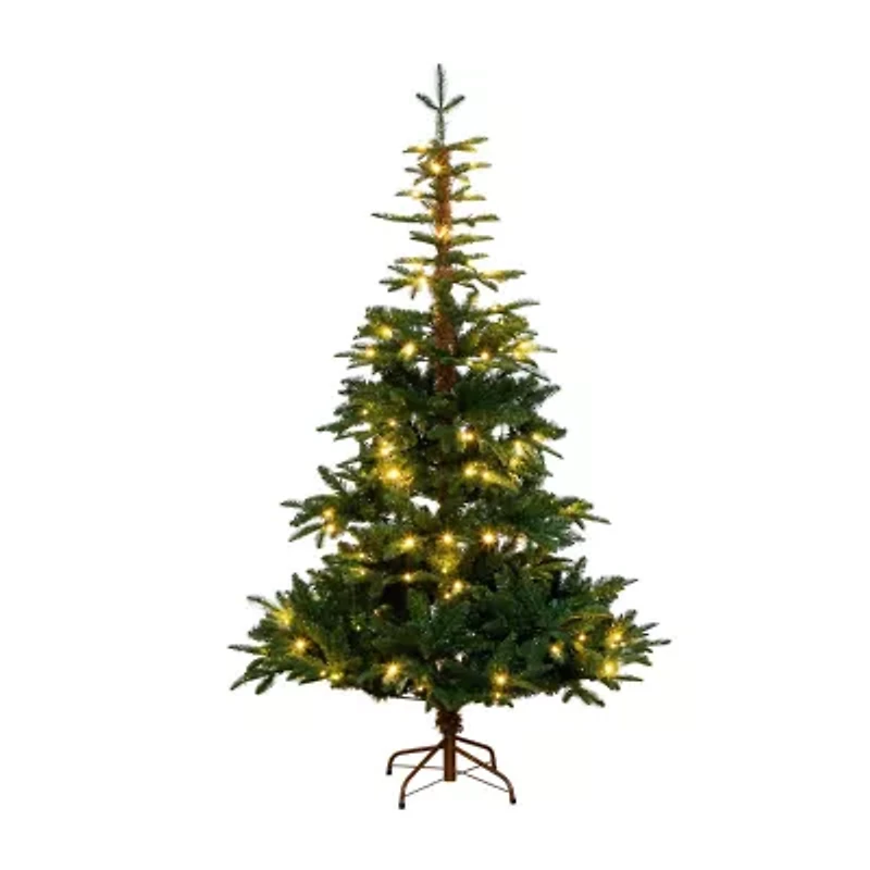 Nearly Natural Pre-Lit Artificial Idaho Mixed Fir 130 Warm White Led Lights 6 Foot Pre-Lit Fir Christmas Tree