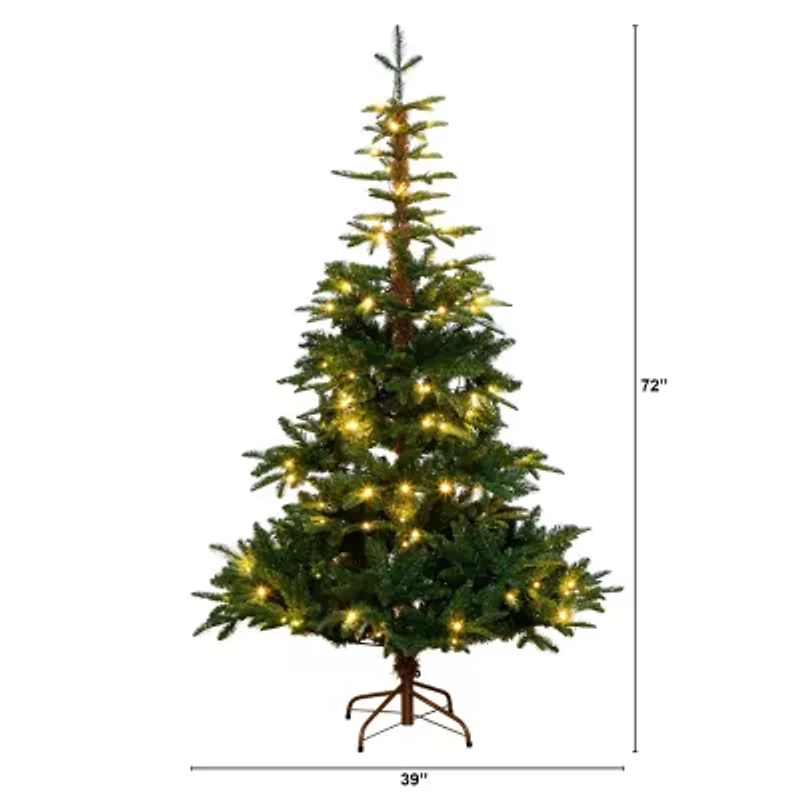 Nearly Natural Pre-Lit Artificial Idaho Mixed Fir 130 Warm White Led Lights 6 Foot Pre-Lit Fir Christmas Tree