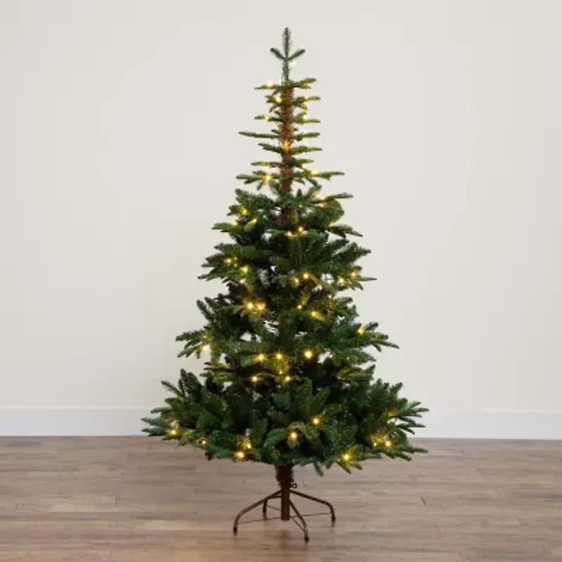 Nearly Natural Pre-Lit Artificial Idaho Mixed Fir 130 Warm White Led Lights 6 Foot Pre-Lit Fir Christmas Tree