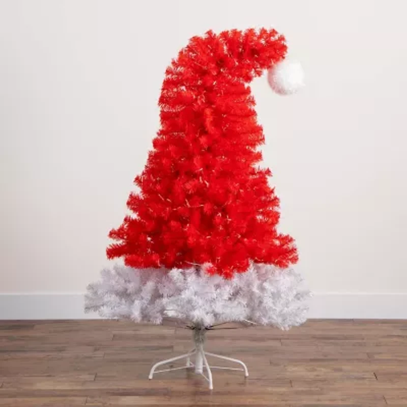 Nearly Natural 5ft Pre-Lit Artificial Holiday Red Santa’S Hat 300 Led Lights And 720 Tips 5 Foot Pre-Lit Fir Christmas Tree