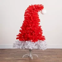 Nearly Natural 5ft Pre-Lit Artificial Holiday Red Santa’S Hat 300 Led Lights And 720 Tips 5 Foot Pre-Lit Fir Christmas Tree
