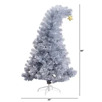Nearly Natural Artificial Silver Tinsel Holiday Santa'S Hat With Star Topper 5 Foot Fir Christmas Tree