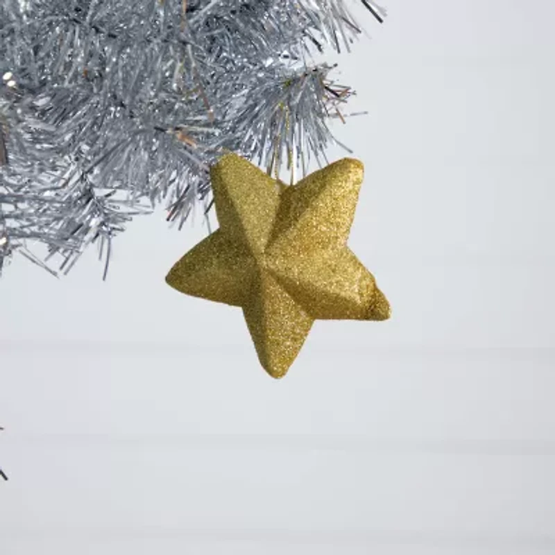 Nearly Natural Artificial Silver Tinsel Holiday Santa'S Hat With Star Topper 5 Foot Fir Christmas Tree