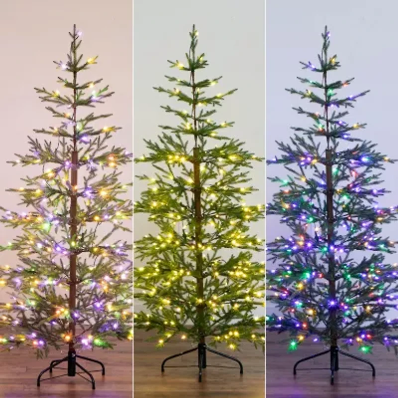 Nearly Natural Pre-Lit Artificial Natural Fresh Cut Fir With Instant Connect Technology And 230 Color Changing Led Dewdrop Lights 6 Foot Pre-Lit Fir Christmas Tree