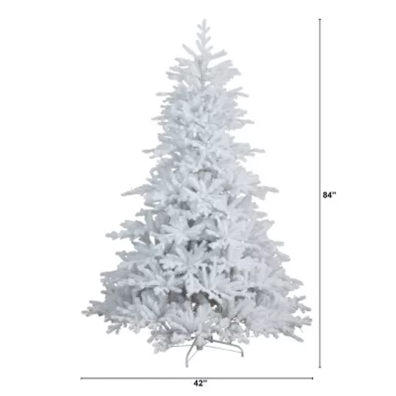 Nearly Natural 7ft Pre-Lit Artificial White California Spruce With 440 Color Changing Led Lights 7 Foot Pre-Lit Spruce Christmas Tree