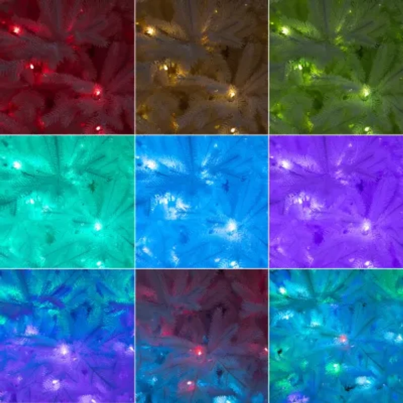 Nearly Natural 7ft Pre-Lit Artificial White California Spruce With 440 Color Changing Led Lights 7 Foot Pre-Lit Spruce Christmas Tree