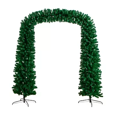Nearly Natural Pre-Lit Artificial  Green Christmas Pine Archway With 650 Multifunction Warm White Led Lights 8 Foot Pre-Lit Multi-Function Lights Pine Christmas Tree