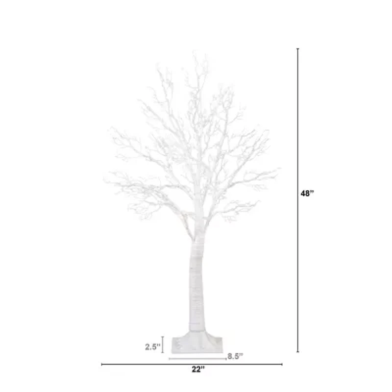 Nearly Natural Pre-Lit Artificial White Twig Tree With 160 Warm White Led Lights 4 Foot Pre-Lit Christmas Tree