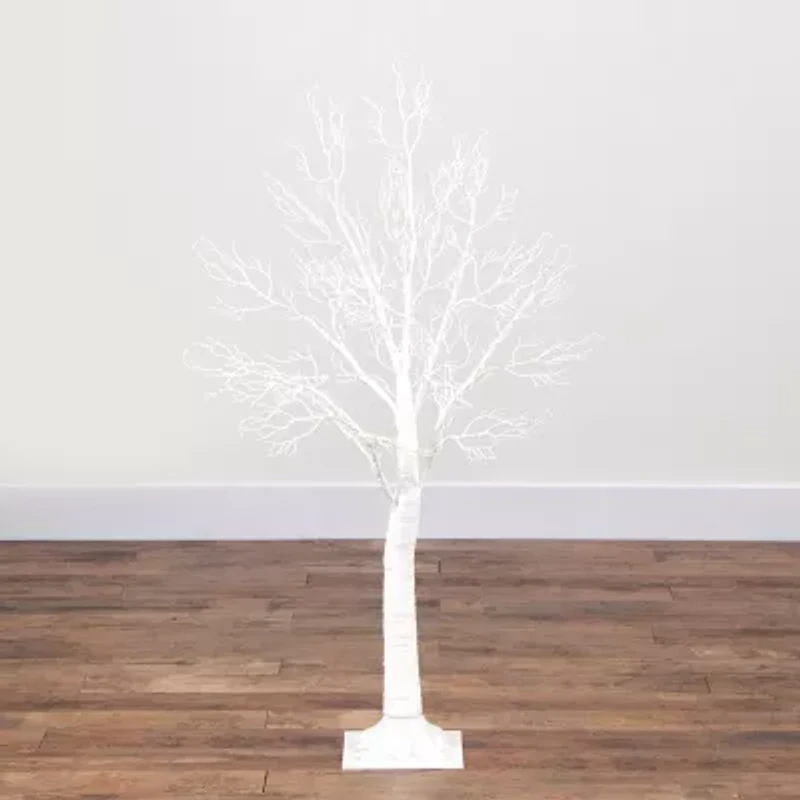 Nearly Natural Pre-Lit Artificial White Twig Tree With 160 Warm White Led Lights 4 Foot Pre-Lit Christmas Tree