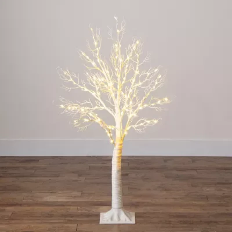 Nearly Natural Pre-Lit Artificial White Twig Tree With 160 Warm White Led Lights 4 Foot Pre-Lit Christmas Tree