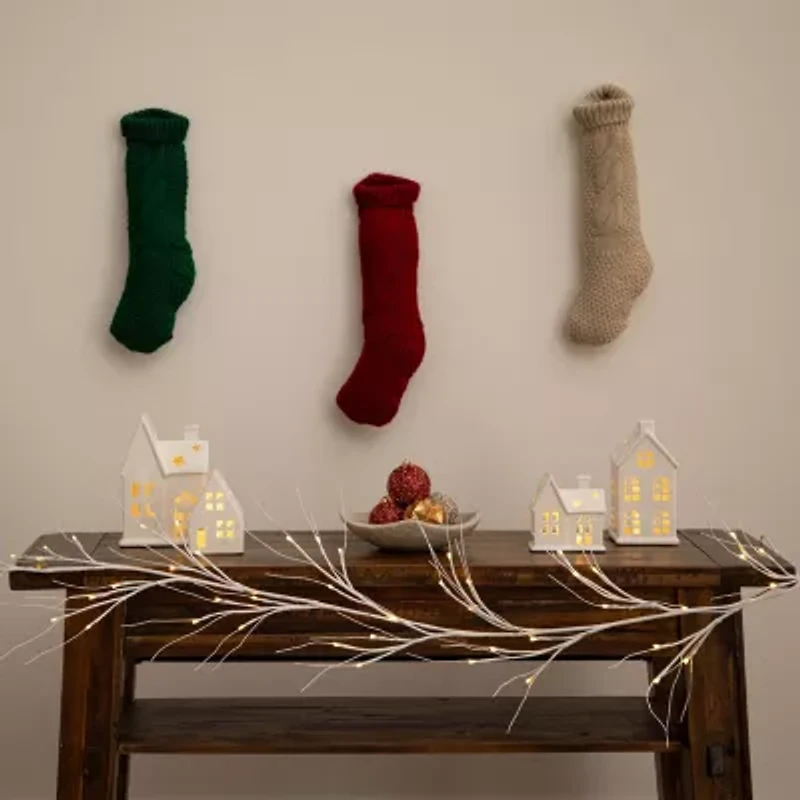 Nearly Natural Pre-Lit Artificial White Birch Garland With 48 Warm White Led Lights Christmas Indoor Garland