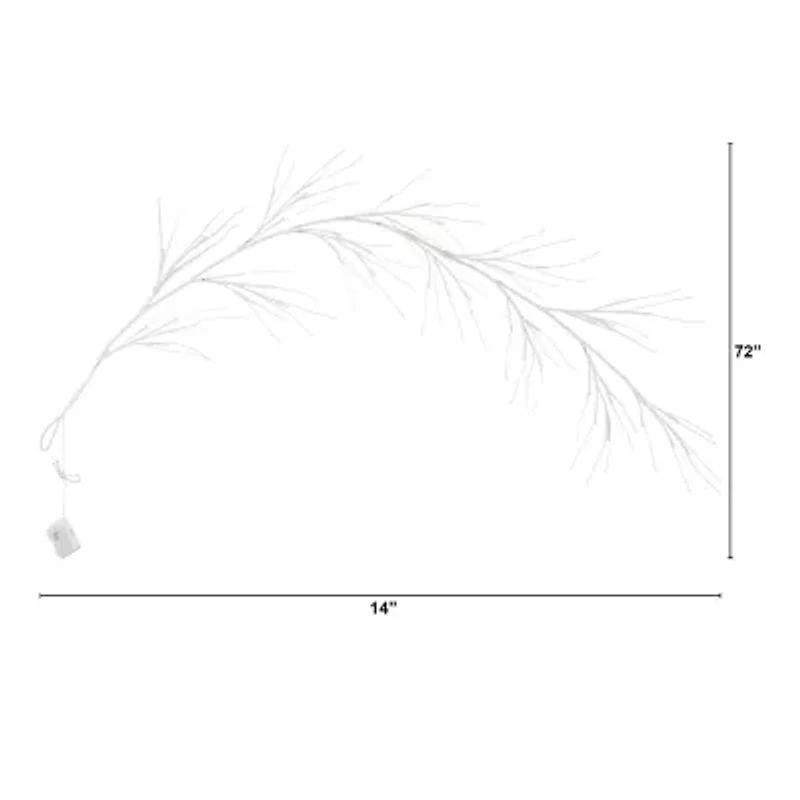 Nearly Natural Pre-Lit Artificial White Birch Garland With 48 Warm White Led Lights Christmas Indoor Garland