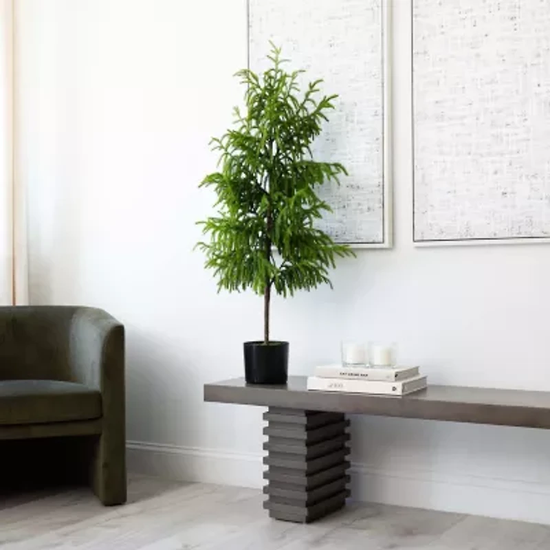 Nearly Natural Artificial Norfolk Pine Foot Potted Pine Christmas Tree