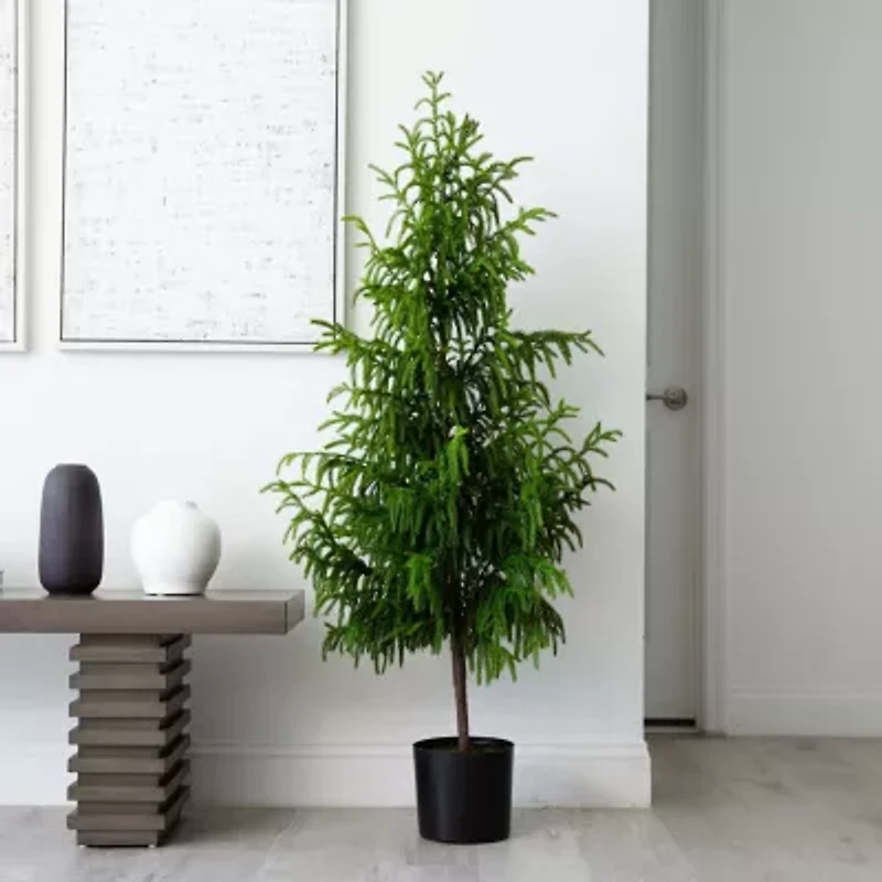 Nearly Natural Artificial Norfolk Pine 5 Foot Potted Pine Christmas Tree