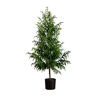 Nearly Natural Artificial Norfolk Pine 5 Foot Potted Pine Christmas Tree