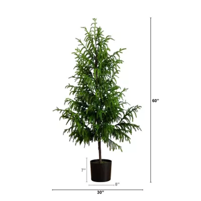 Nearly Natural Artificial Norfolk Pine 5 Foot Potted Pine Christmas Tree