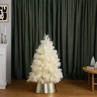 Nearly Natural 4ft Artificial Off-White Pampas Grass 4 Foot Christmas Tree