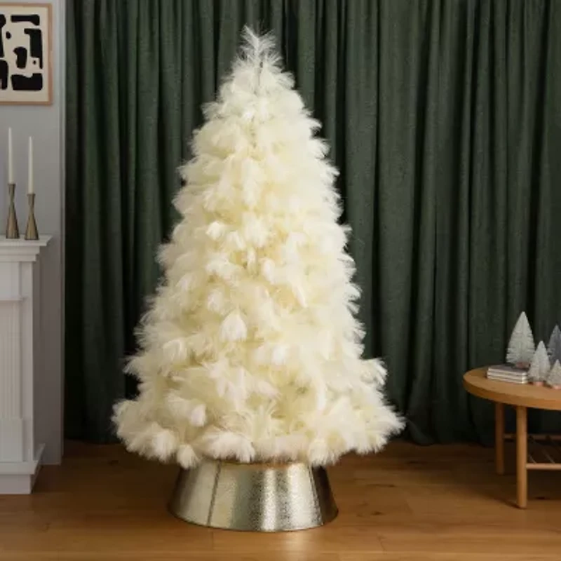 Nearly Natural 6ft Artificial Off-White Pampas Grass 6 Foot Christmas Tree