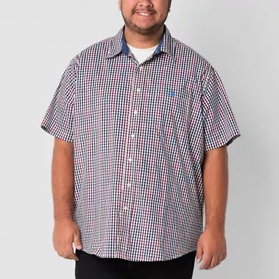 U.S. Polo Assn. Mens Short Sleeve Classic Fit Stretch Fabric Embroidered Big and Tall Button-Down Shirt