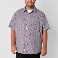 U.S. Polo Assn. Mens Short Sleeve Classic Fit Stretch Fabric Embroidered Big and Tall Button-Down Shirt