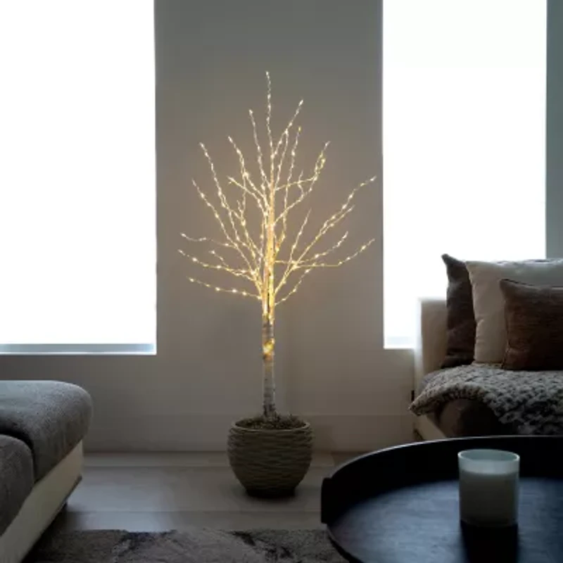 Nearly Natural Pre-Lit Artificial White Birch With 240 Color Changing Led Lights 4 Foot Pre-Lit Birch Christmas Tree