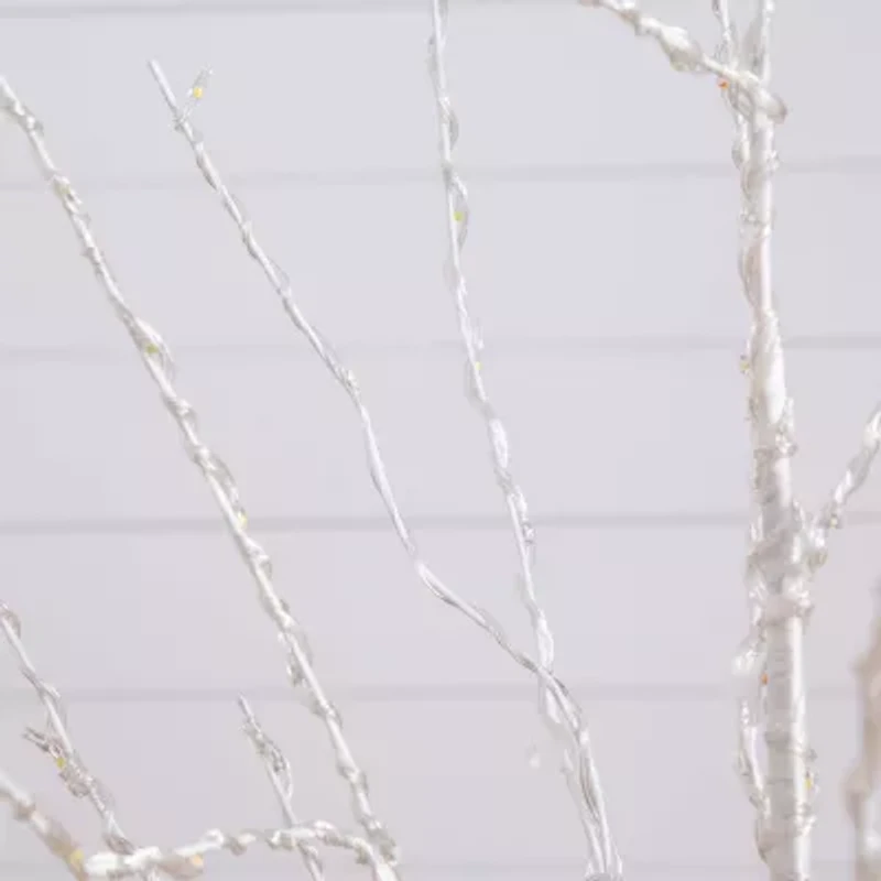 Nearly Natural Pre-Lit Artificial White Birch With 240 Color Changing Led Lights 4 Foot Pre-Lit Birch Christmas Tree