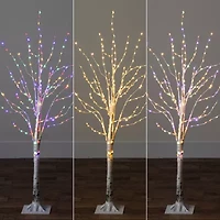 Nearly Natural Pre-Lit Artificial White Birch With 240 Color Changing Led Lights 4 Foot Pre-Lit Birch Christmas Tree