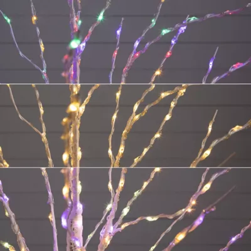 Nearly Natural Pre-Lit Artificial White Birch With 240 Color Changing Led Lights 4 Foot Pre-Lit Birch Christmas Tree