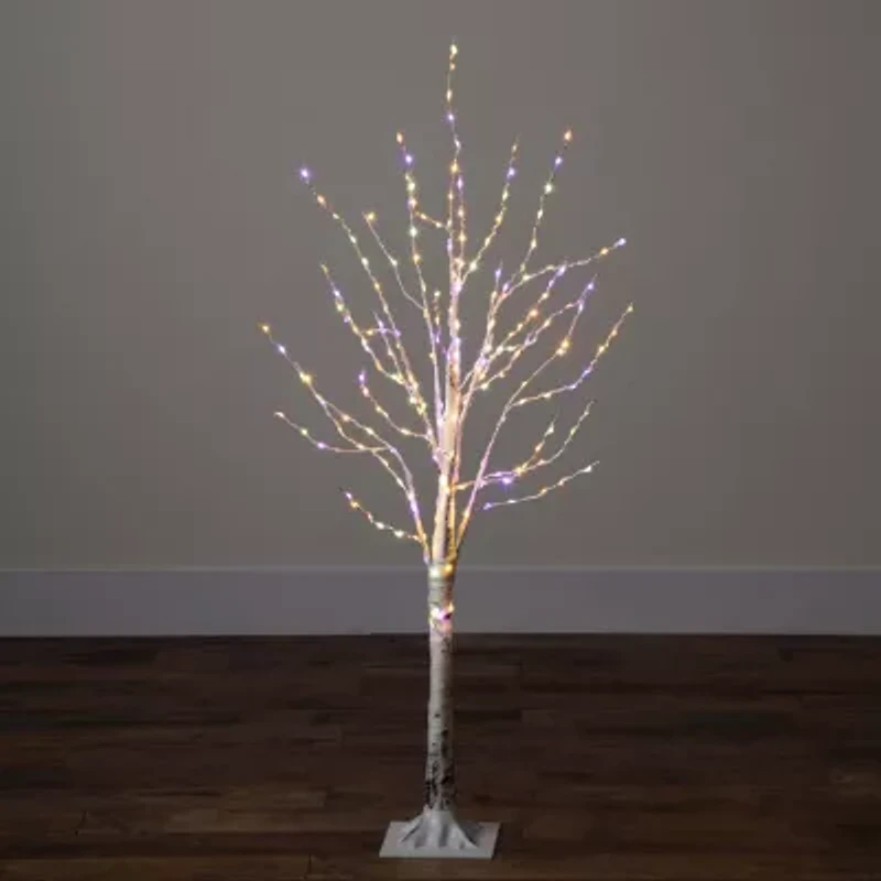 Nearly Natural Pre-Lit Artificial White Birch With 240 Color Changing Led Lights 4 Foot Pre-Lit Birch Christmas Tree