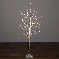 Nearly Natural Pre-Lit Artificial White Birch With 240 Color Changing Led Lights 4 Foot Pre-Lit Birch Christmas Tree