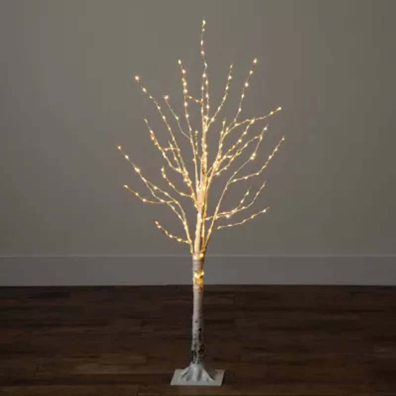 Nearly Natural Pre-Lit Artificial White Birch With 240 Color Changing Led Lights 4 Foot Pre-Lit Birch Christmas Tree