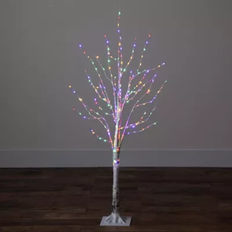 Nearly Natural Pre-Lit Artificial White Birch With 240 Color Changing Led Lights 4 Foot Pre-Lit Birch Christmas Tree